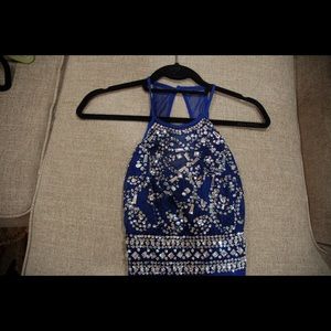 Blue straight prom dress